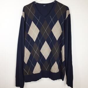 Gap | Navy Argyle Pullover Sweater | Sz XL